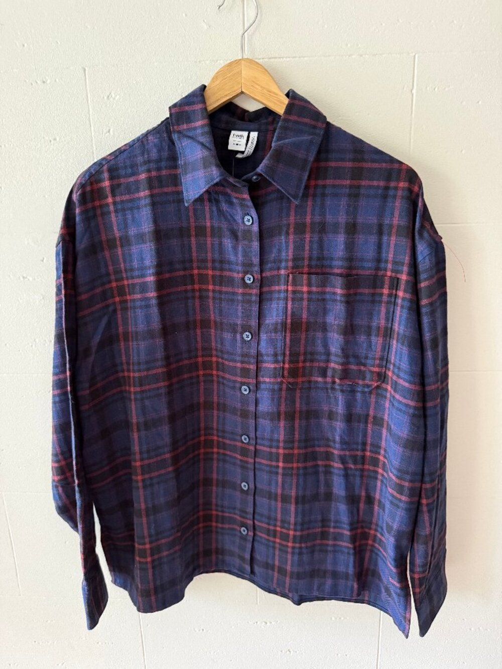 Simons TWIK | Navy Tartan Plaid Button Down Shirt | Medium